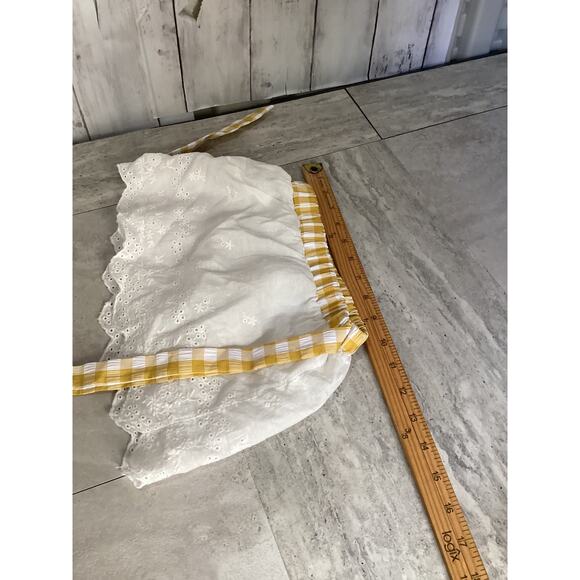 3Y Toddler Yellow Gingham Ruffle Skirt Elastic Tie-Waist Eyelet Lace - Picture 3 of 5